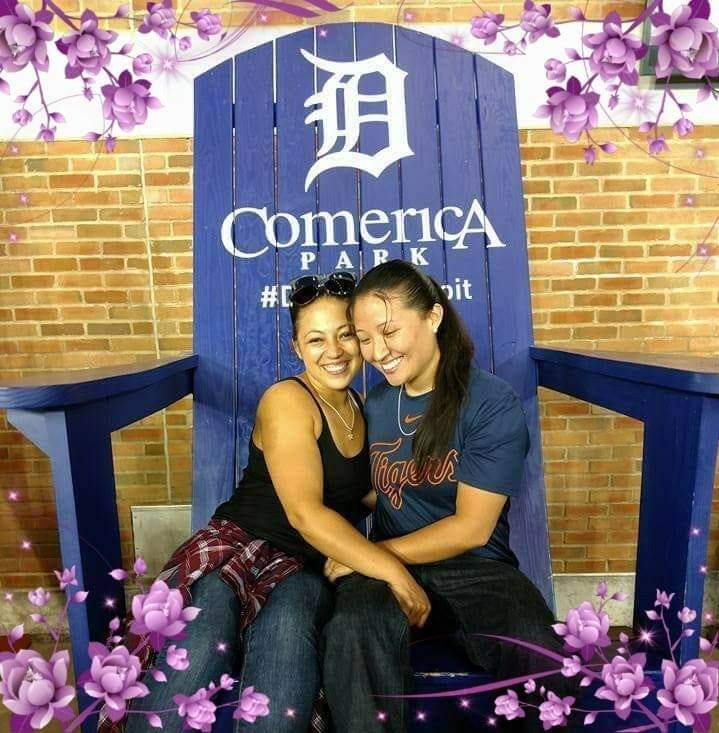 The couple at Comerica Park.